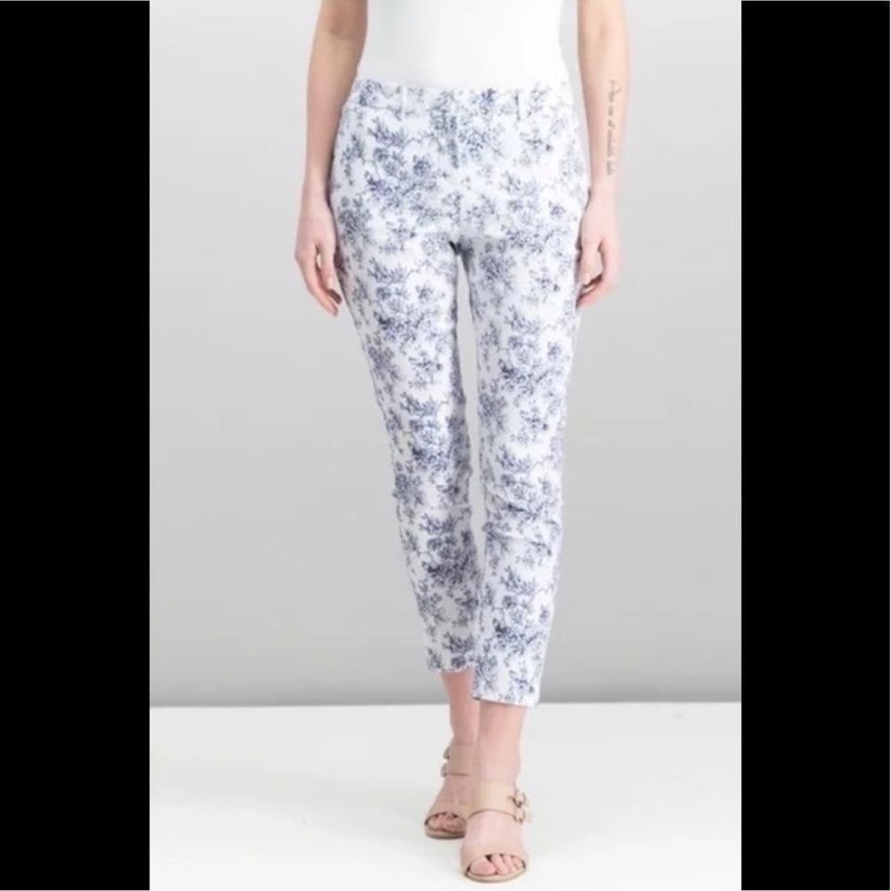 NWT MARIO SERRANI Floral Print Comfort Stretch Slim Fit Tummy Control Pant Small